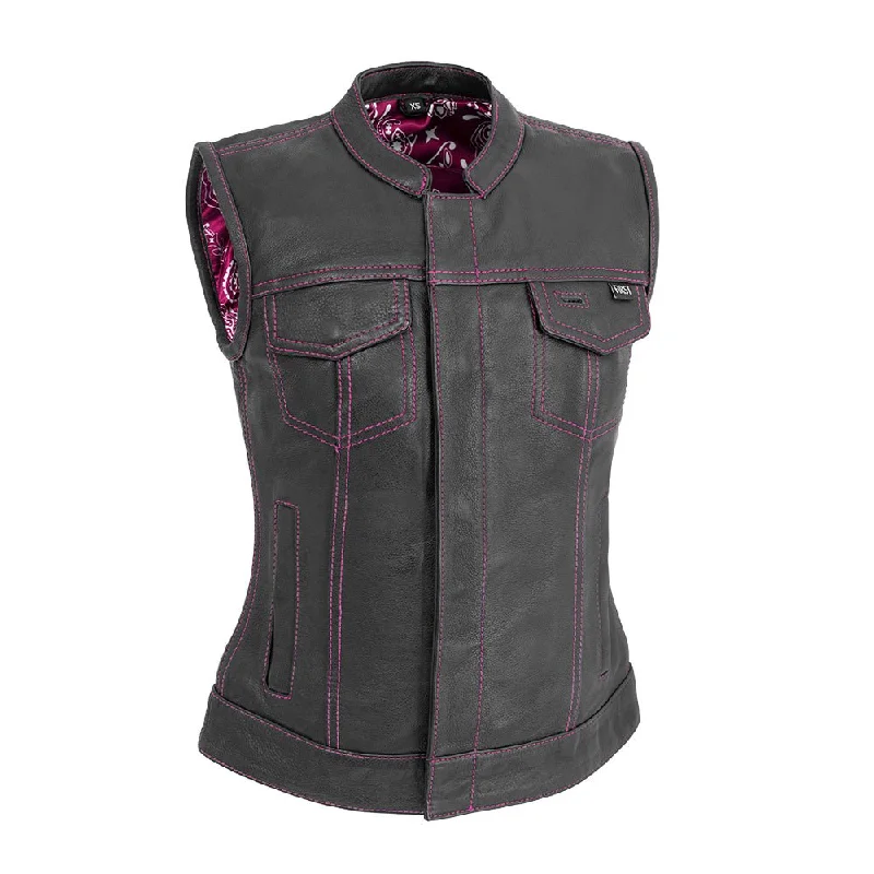 Affordable Women's Clothing Online Jessica Women's  Motorcycle Leather Vest - Pink - Limited Edition