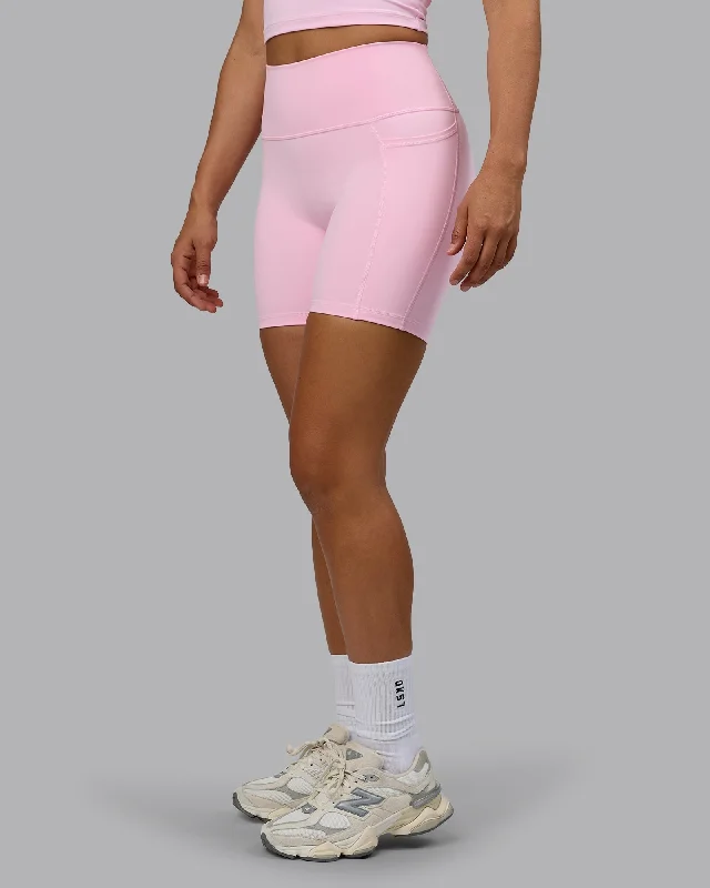 Women's Clothes And Garments Fusion Mid Shorts With Pockets - Pale Pink