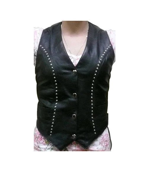 Women's Holiday Attire Ladies Leather Vest with Studs 2666 WV Std