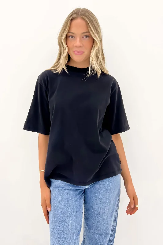 Trendy Outfits For Girls Basic Oversized Tee Washed Black