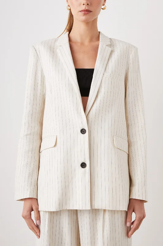 Women's Wardrobe Apparel STANTON BLAZER - IVORY PINSTRIPE