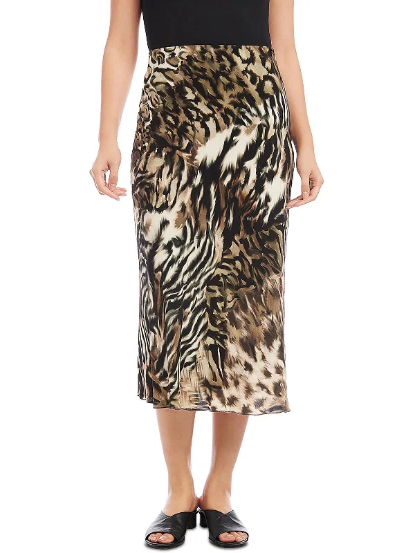 Women's Vintage Attire Womens Midi Animal Print Midi Skirt