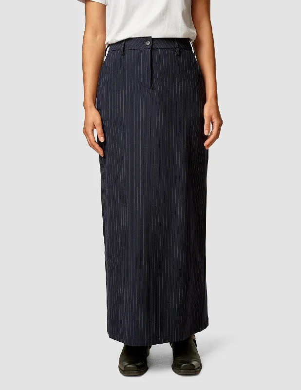 Holiday Discount Essential Maxi Skirt Navy Pinstripe