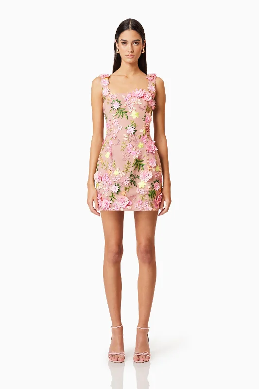 Chic Casual Wardrobe Essentials Aella Embroidered Mini Dress In Pink