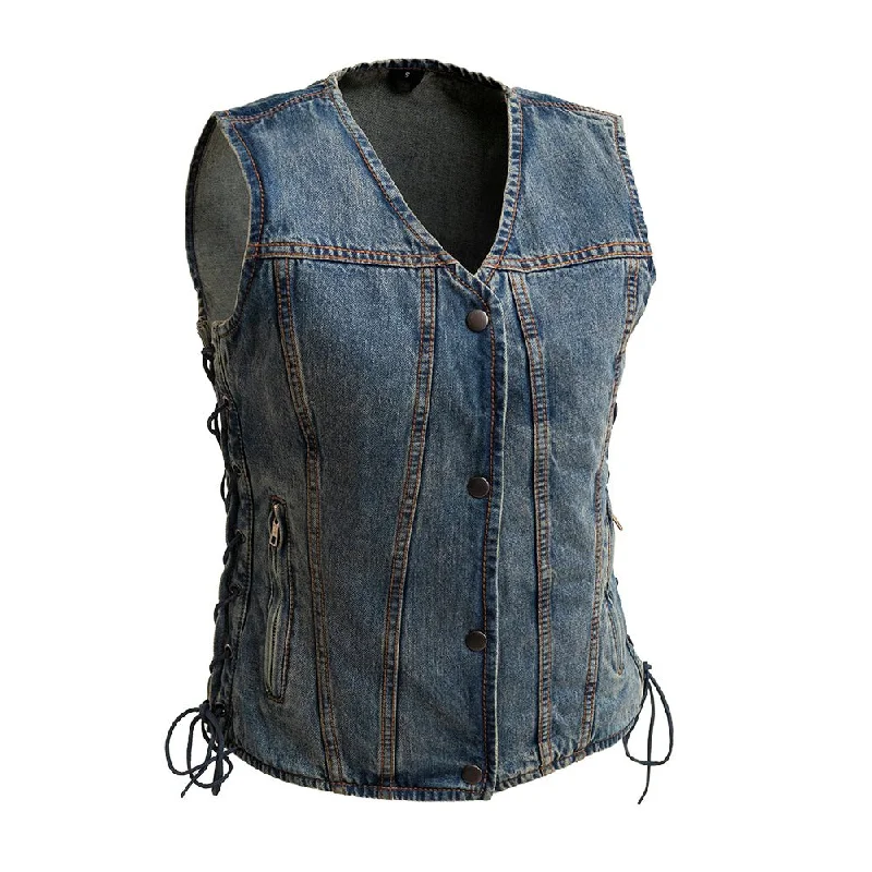 Outlet Clothing Tiff Women's Motorcycle Denim Vest