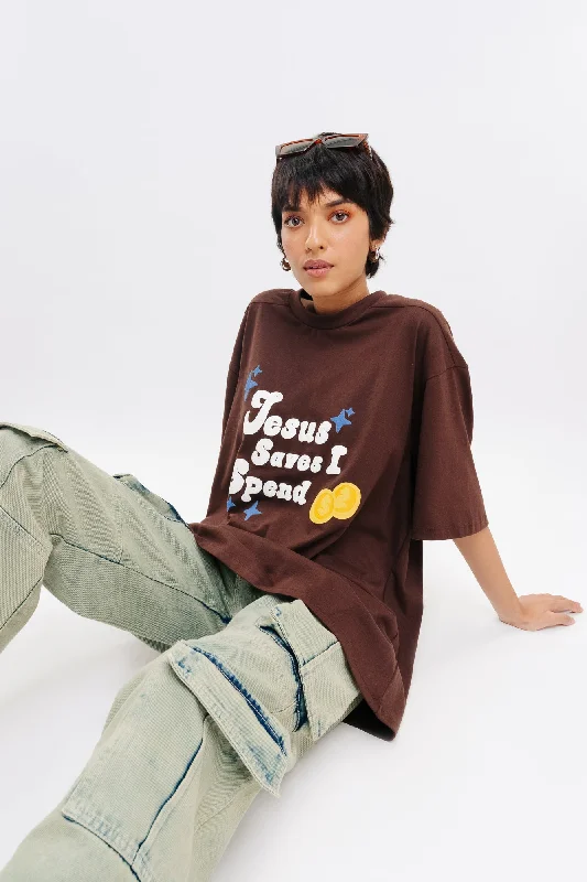 Designer Women's Fashion Online Brown Coin Tees