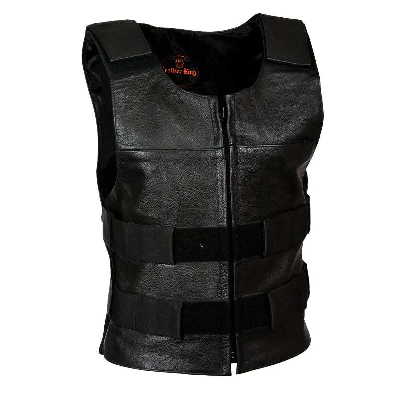 Women's Vacation Outfit Set Milwaukee Leather SH1367LZ Women's Black Leather Bullet Proof Style Rider Vest- Plain Back Panel for Club Patches