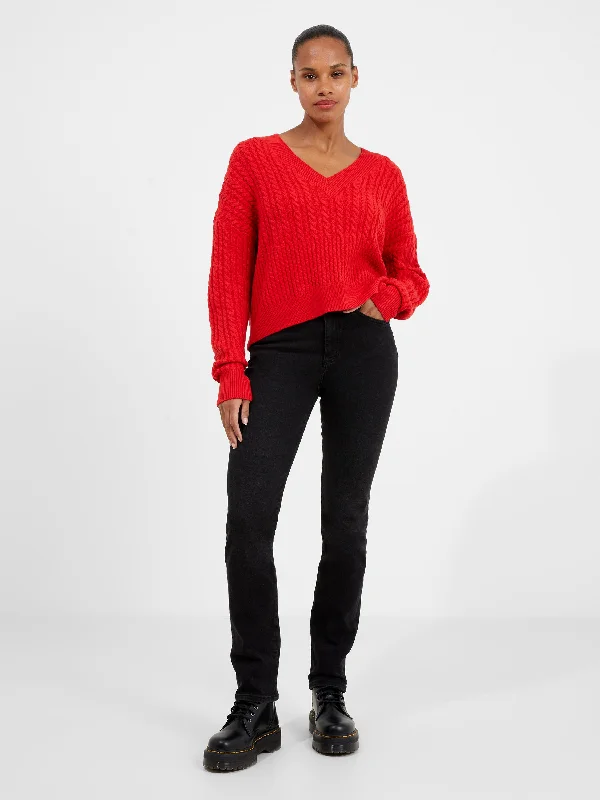 Plus Size Women's Fashion and Clothing Babysoft Cable Knit V Neck Sweater