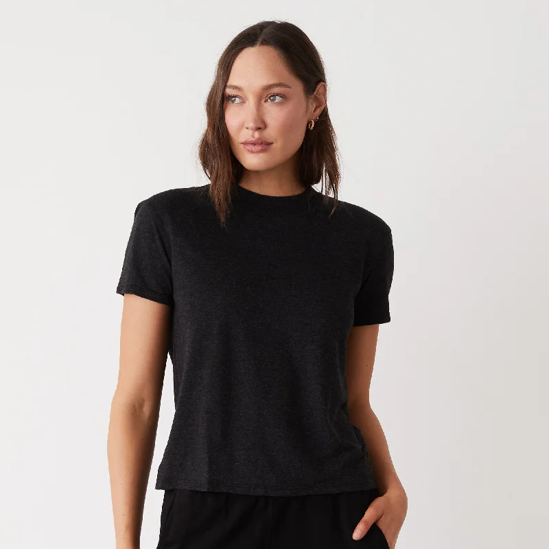 Flash Discount Textured Tri-Blend Basic Crew Neck Tee