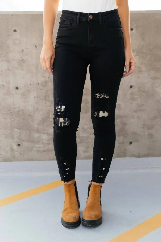 Timeless Women's Fashion Styles Into The Wild Distressed Skinny Jeans In Black Denim