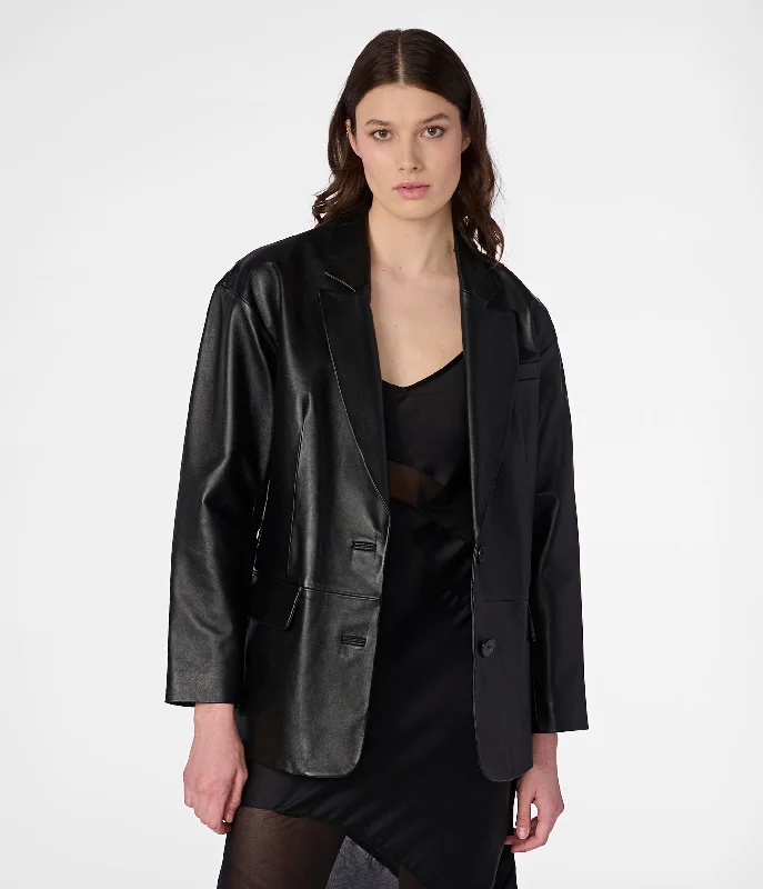 Online Boutiques Teresa Genuine Leather Blazer