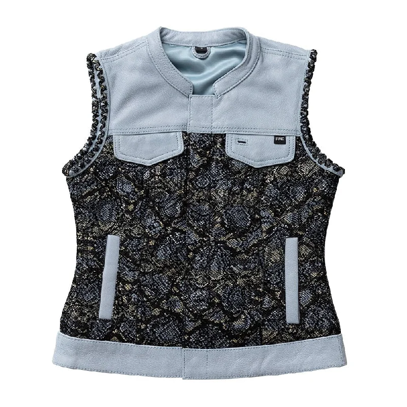 Trendy Boutiques Online Blue Viper Women's Club Style Leather Motorcycle Vest - Limited Edition