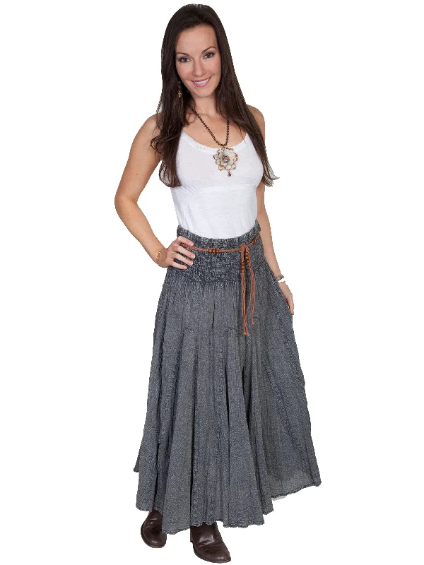 Sale Clearance Scully Womens Vertical Panel Full Length Charcoal 100% Cotton Skirt