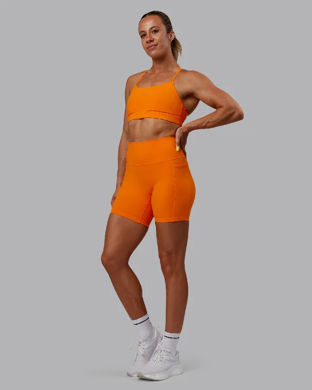 Women's Clothing Outfit Set Fusion Mid Shorts with Pockets - Vibrant Orange