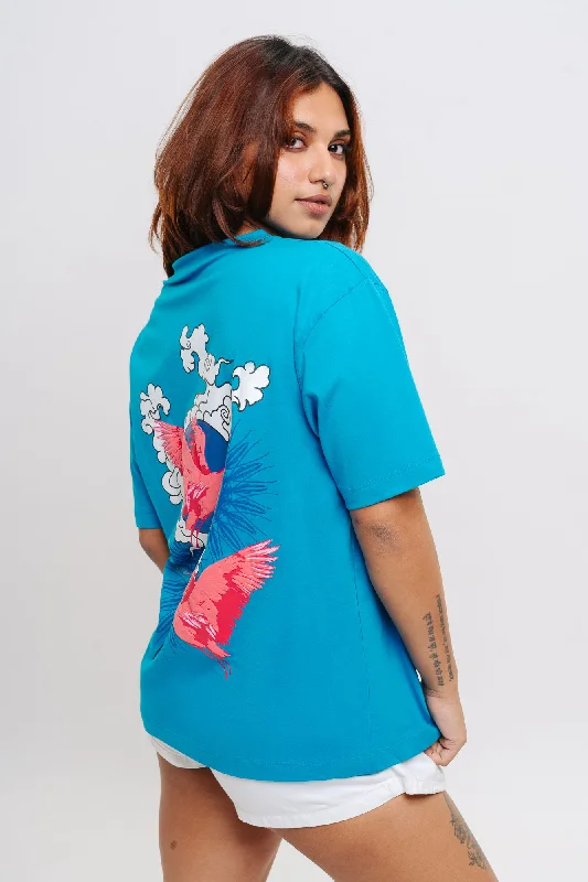 Women's Clothes And Garments Blue Fly Away Oversized Tees