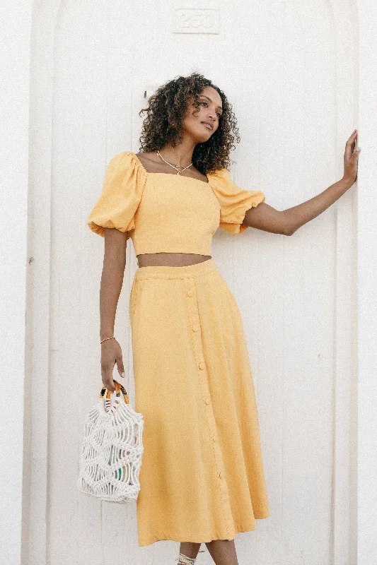 Sophisticated Women's Fashion Mave Midi Skirt - Sunflower