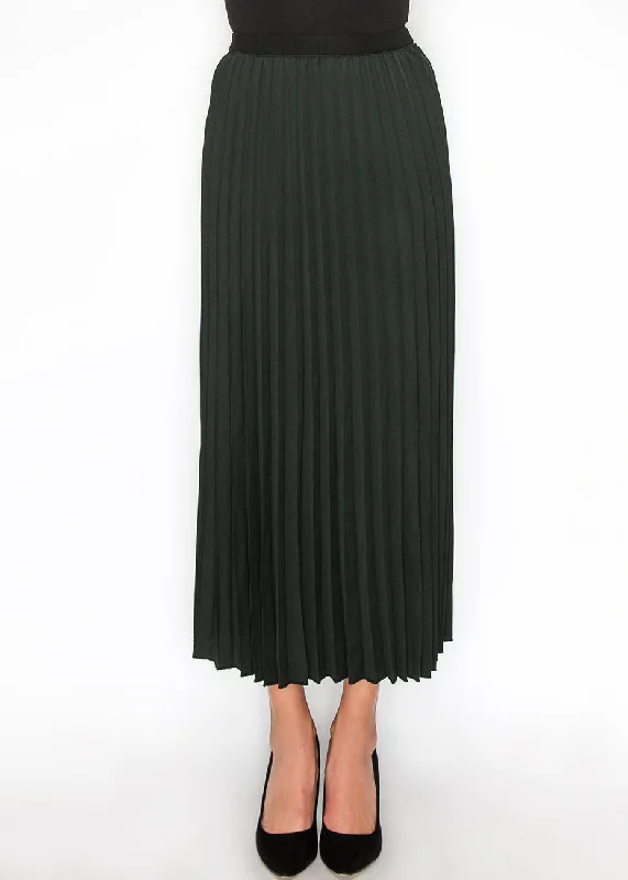 Women's Athletic Garments Hunter Green Midi Pleat Skirt