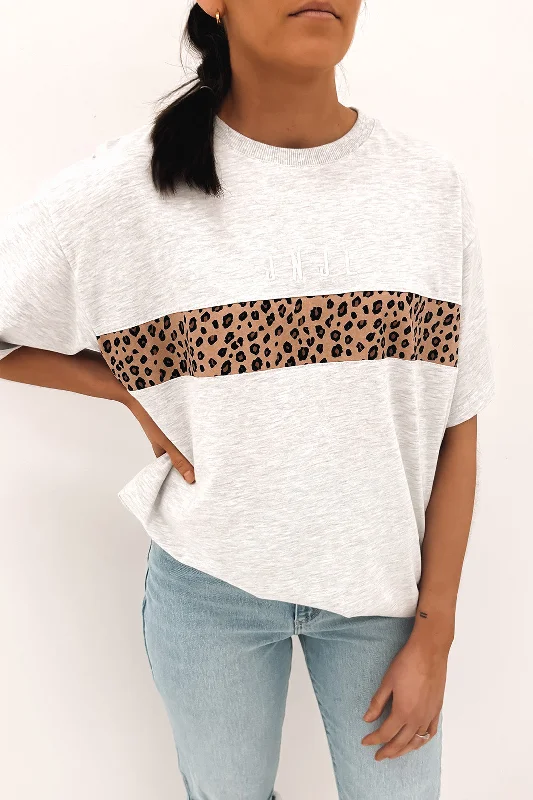 Luxury Women's Clothing JNJL Leopard Panel Tee Snow Marle