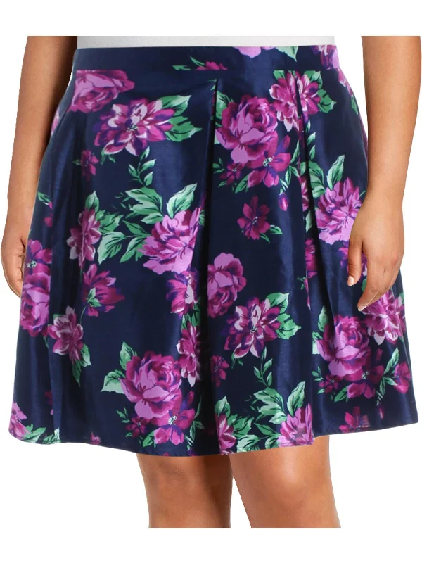 Women's Office Attire Juniors Womens Plus Floral Print A-Line Skirt