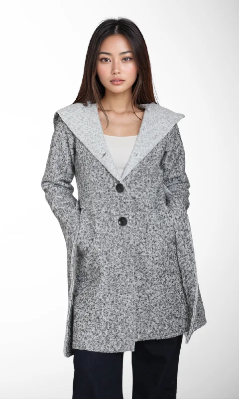 Women's Evening Wear Women Belted Coat (Grey)