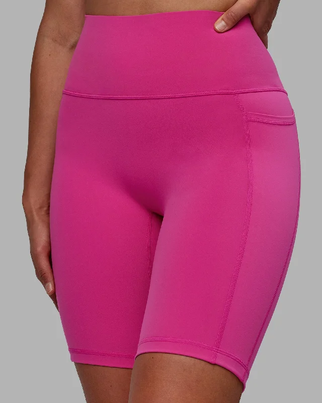 Women's Plus-Size Outfit Fusion Bike Shorts with Pockets - Fuchsia Pink