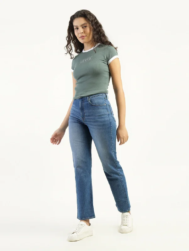Discount Price Women's High Rise Ribcage Slim Straight Fit Light Blue Jeans