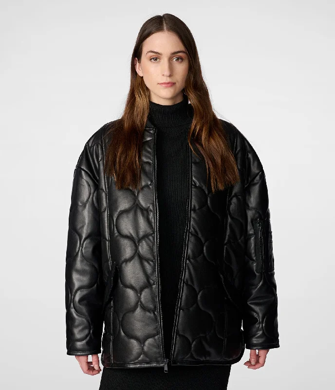 Outfits For Women Faux Leather Oversized Quilted Jacket