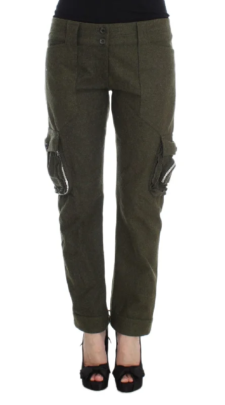 Online Shopping Boutiques Ermanno Scervino  Wool Blend Loose Fit Cargo Women's Pants