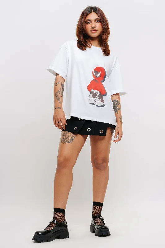 Women's Elegant Garments White Anime Oversized Tees