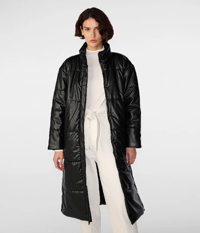 Women's Clothing Online Sale Oversized Faux Leather Puffer Jacket