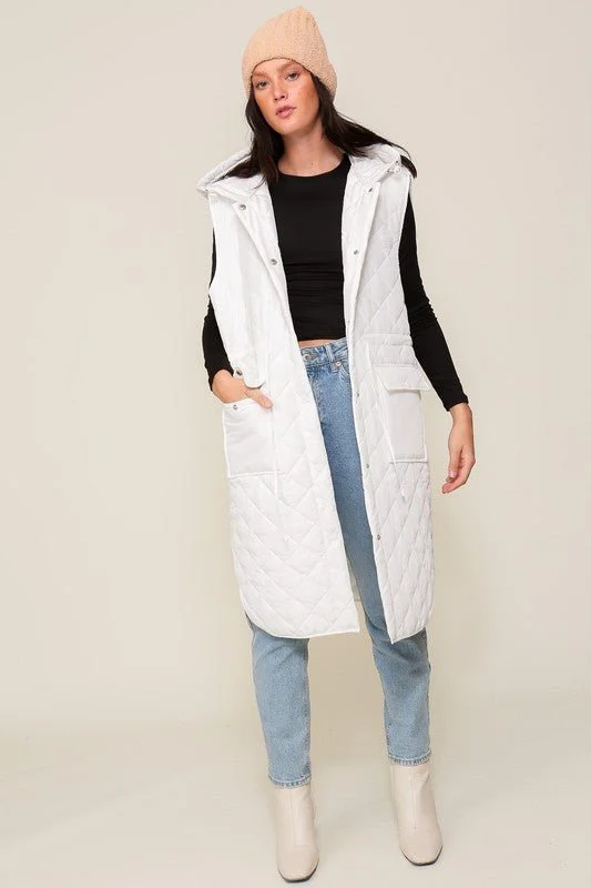 Outfits For Women Quilted Midi Vest Jacket