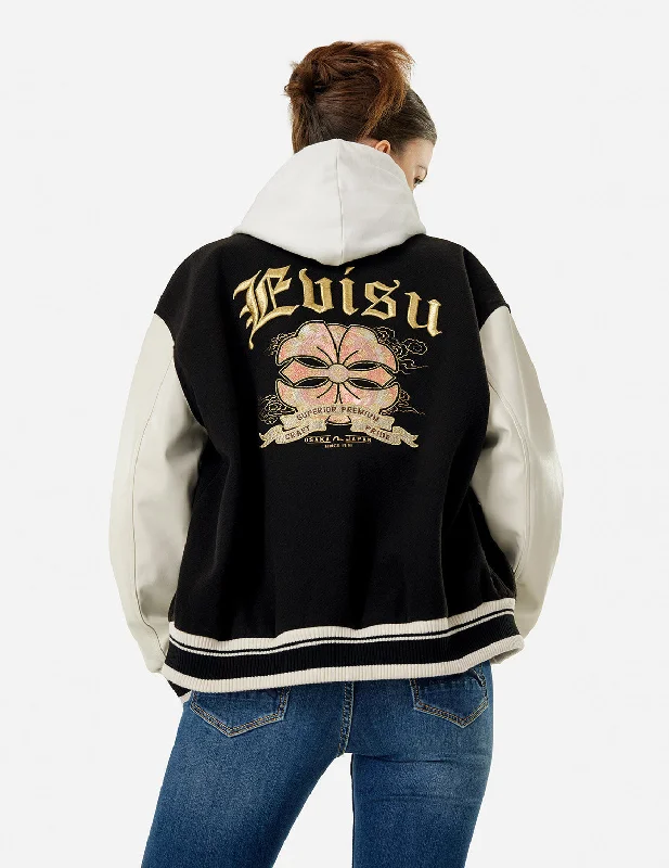 Outlet Clothing Kamon and Logo Embroidery Fashion Fit Varsity Jacket