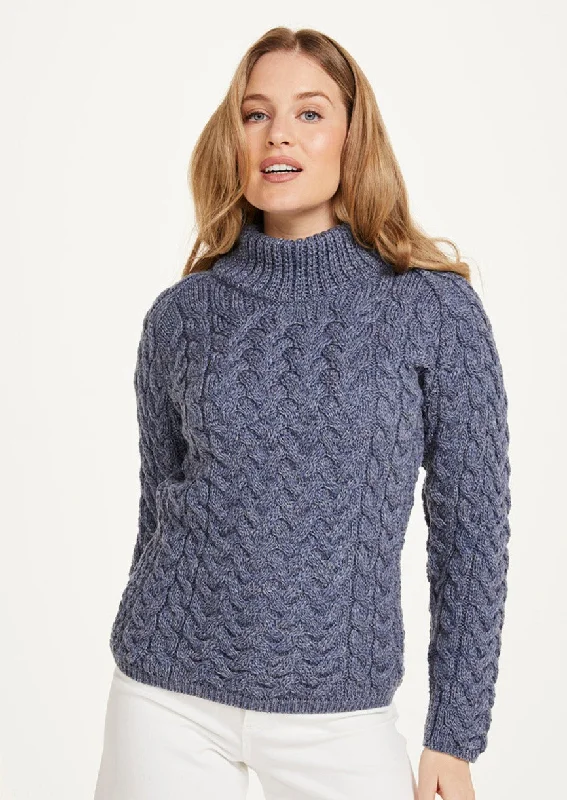 Latest Fashion for Women Aran Crew Neck Sweater | Denim