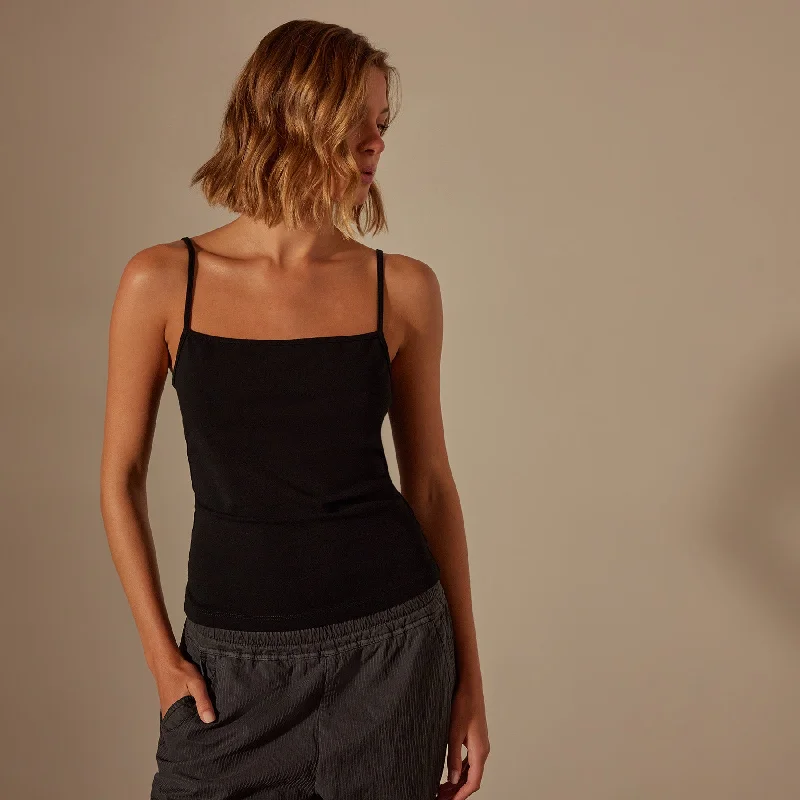 Women's Vintage-Inspired Clothing Lotus Rib Camisole - Black