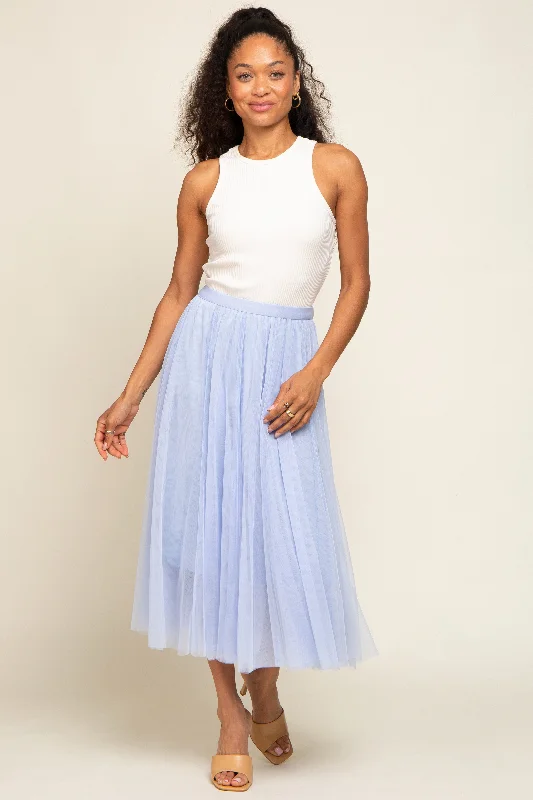 Casual Garments For Women Light Pink Tulle Midi Skirt