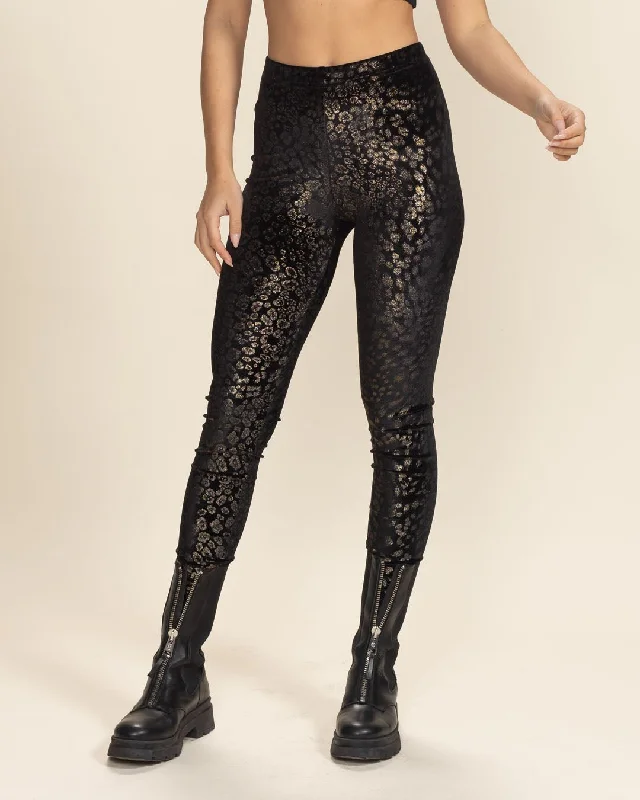 Casual Women's Clothing Online Women's Metallic Leggings | Floral Foil Cheetah