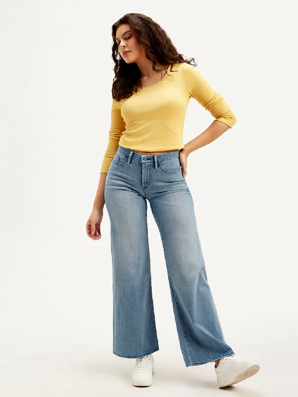 Trendy Women's Dresses Online Women's Mid Rise Straight Fit Light Blue Jeans