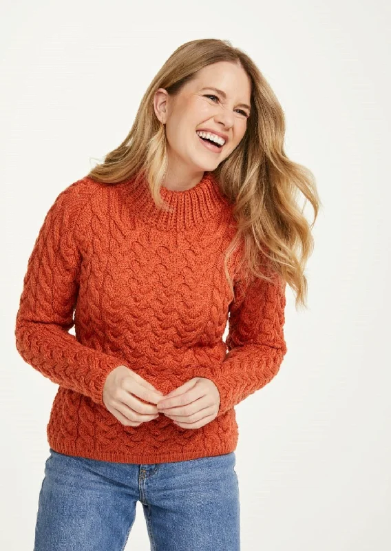 Shop Ladies Clothes Aran Crew Neck Sweater | Autumn Leaves