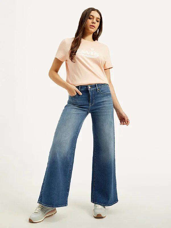 Women's Transitional Outfit Women's High Rise Flared Blue Jeans