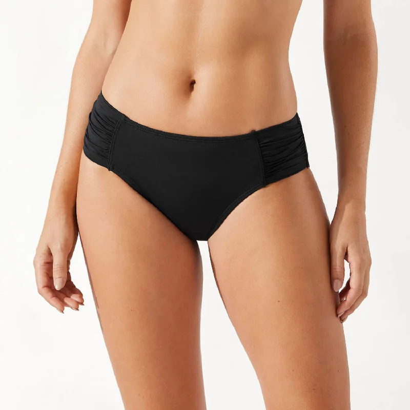 Women's Everyday Apparel Tommy Bahama Pearl High Waist Side Shirred Bikini Bottom - Black*