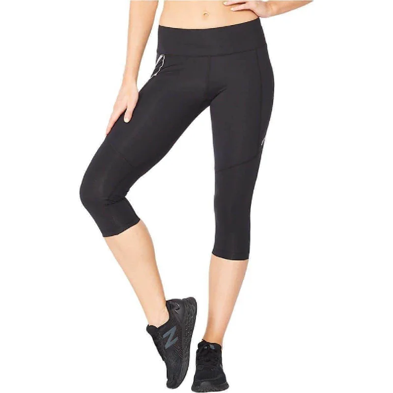 Women's Outerwear Apparel 2XU Aero Vent Mid Rise Womens 3/4 Capri Running Tights - Black