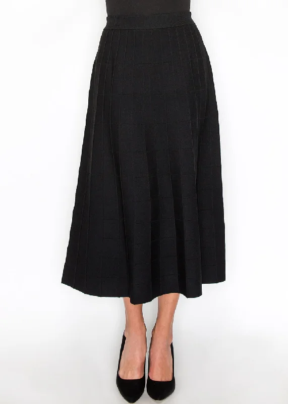 Latest Fashion for Women Grid-Knit Black A-Line Skirt