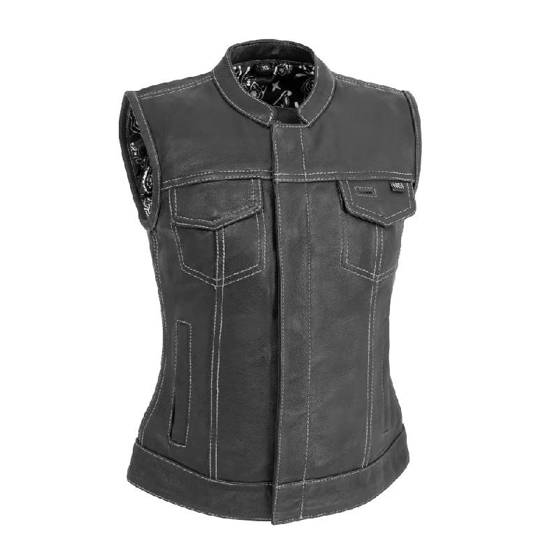 Versatile Women's Clothing for All Occasions Jessica Women's Motorcycle Leather Vest - White - Limited Edition