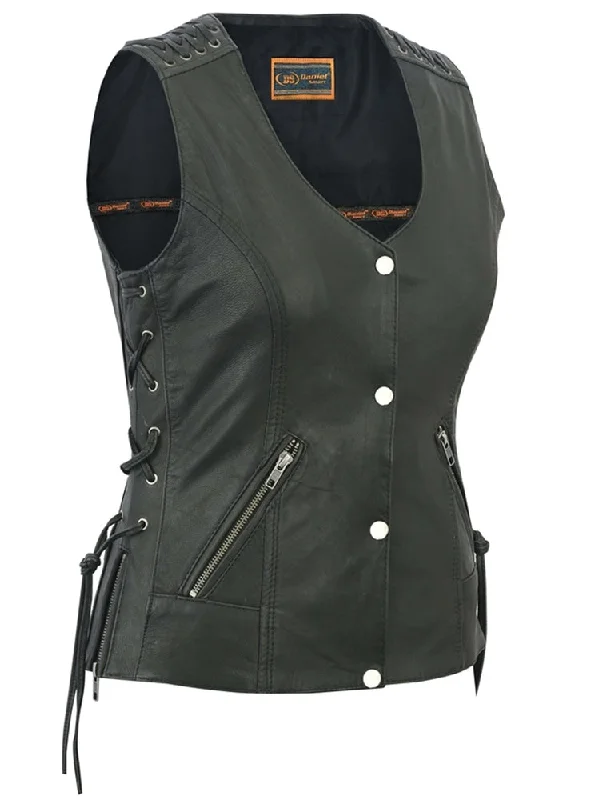 Women's Apparel DS285 Women's Vest with Grommet and Lacing Accents