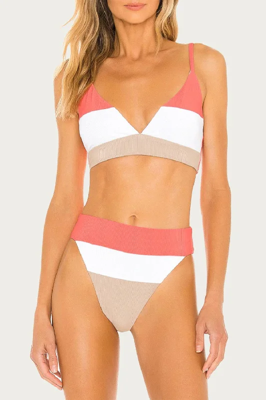 Unique Women's Fashion Pieces Alexis Bottom In Coral Colorblock