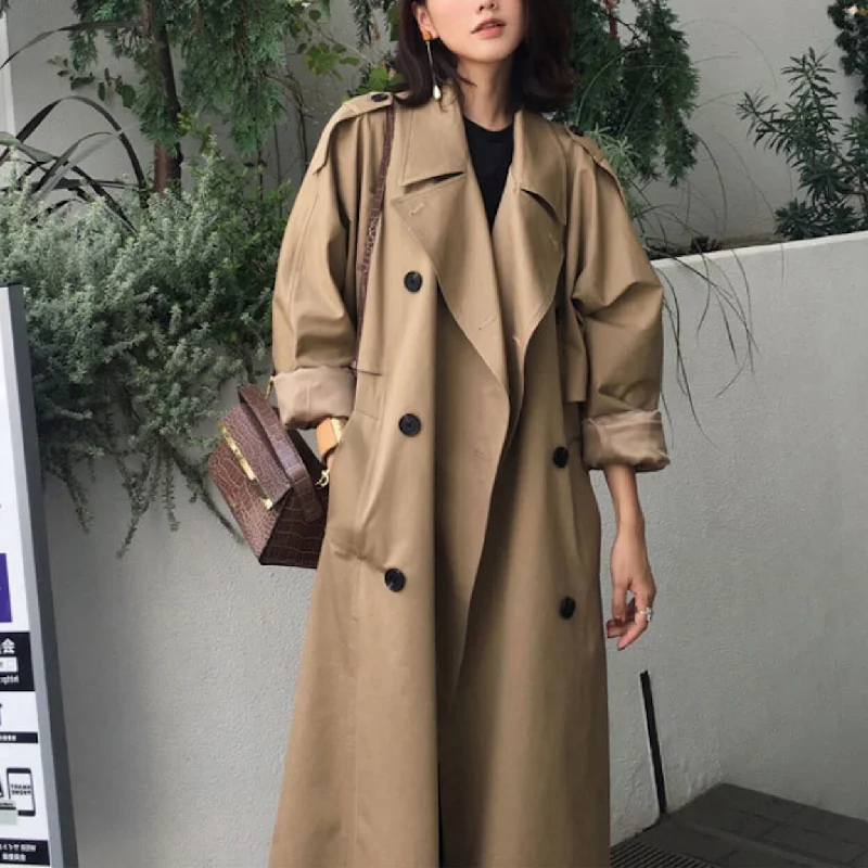 Casual Chic for Women Womens Double Breasted Long Trench