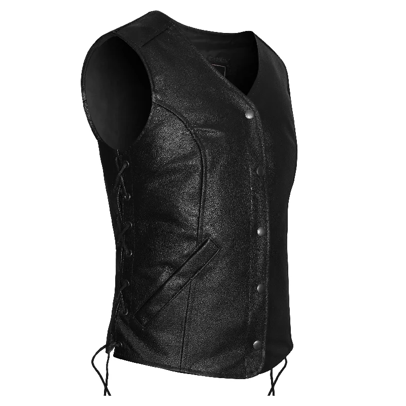 Women's Fashionable Attire For Work VL1048S Economy Leather Ladies Five-Snap Lace Side Vest