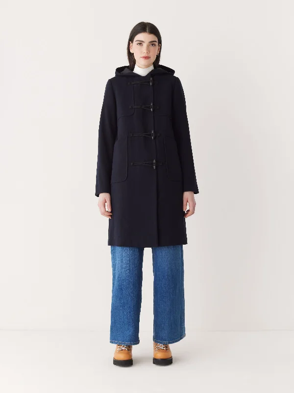 Women's Chic Outerwear Outfit The Maybelle Duffle Coat in Deep Blue