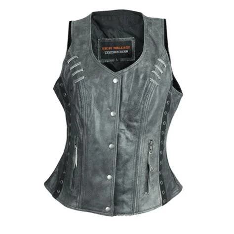 Women's Chic Outfit HML1038-DG Ladies Two Tone Gray Vest