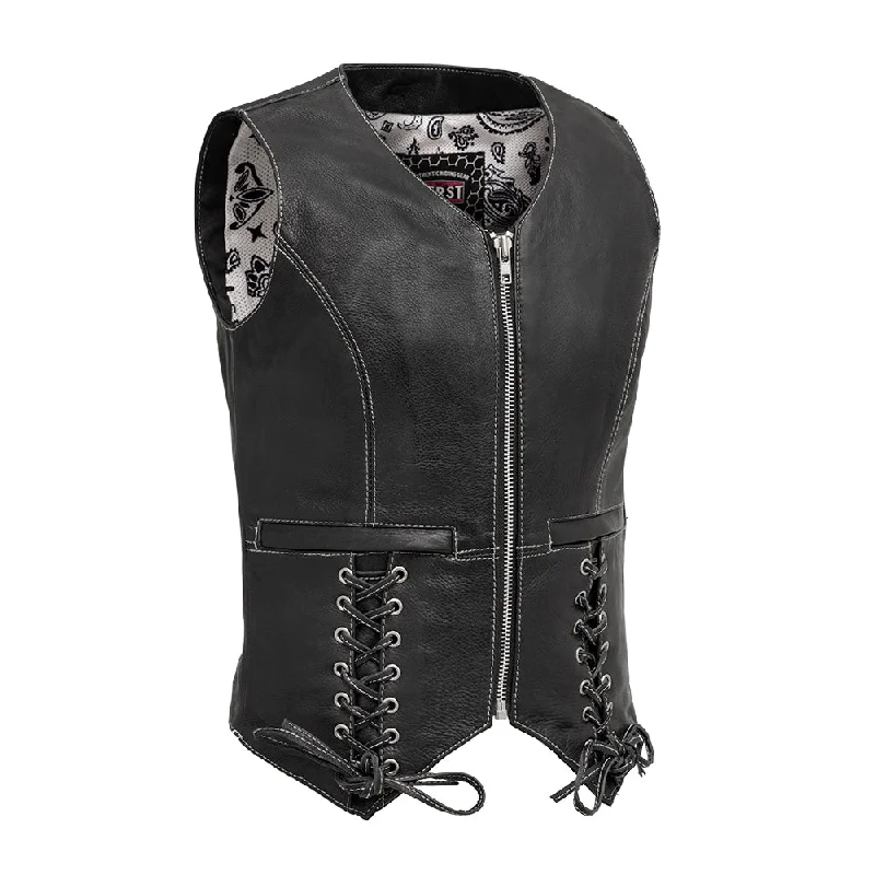 Clothes Sales Love Lace Women's Motorcycle Leather Vest